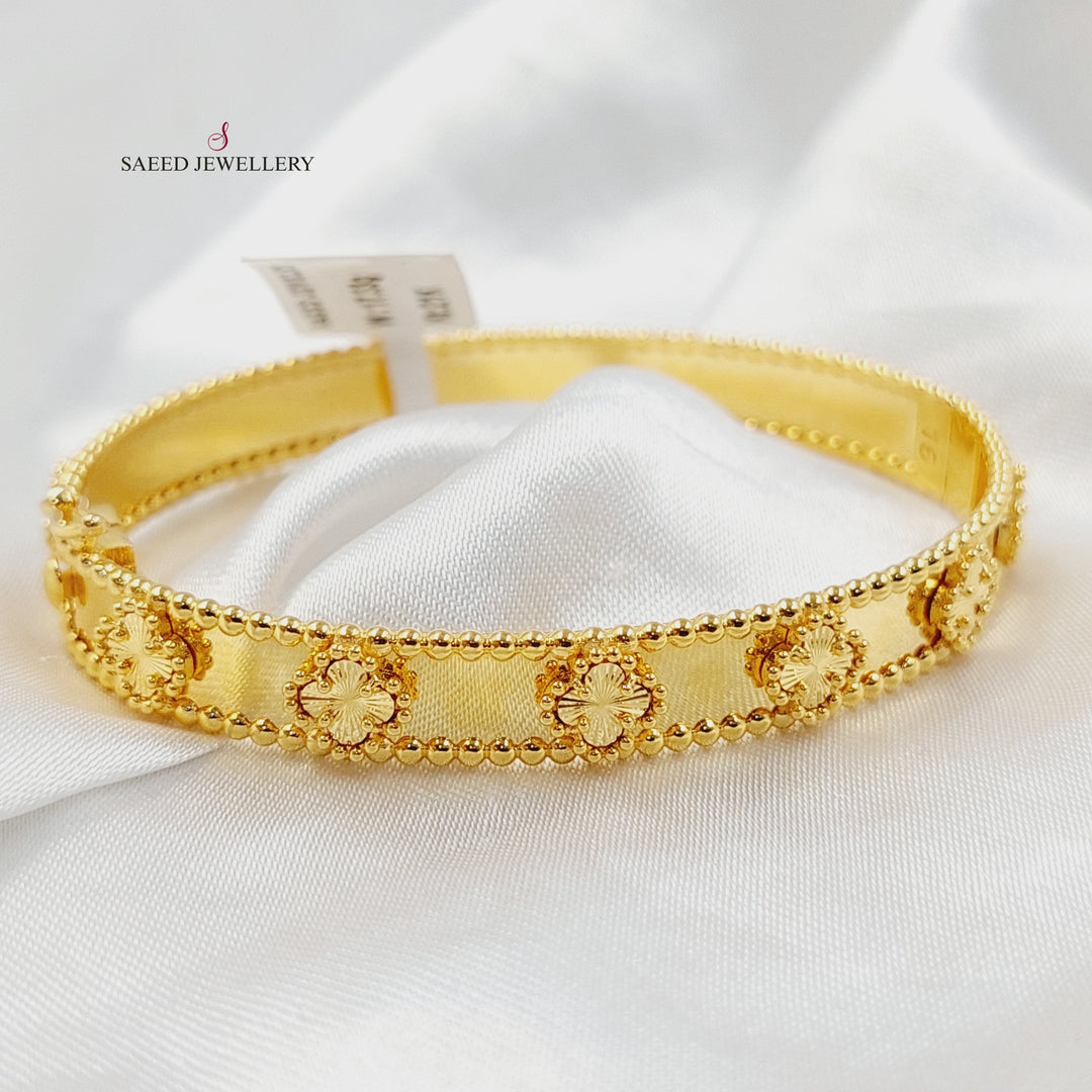 21K Gold Clover Bangle Bracelet by Saeed Jewelry - Image 7