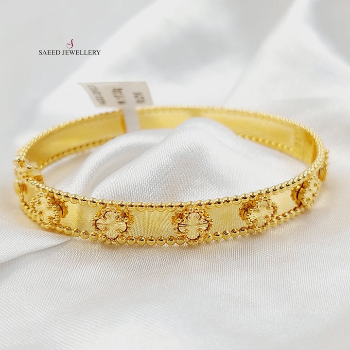 21K Gold Clover Bangle Bracelet by Saeed Jewelry - Image 1