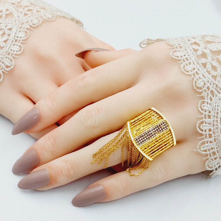 21K Gold Zircon Studded Joy Ring by Saeed Jewelry - Image 5