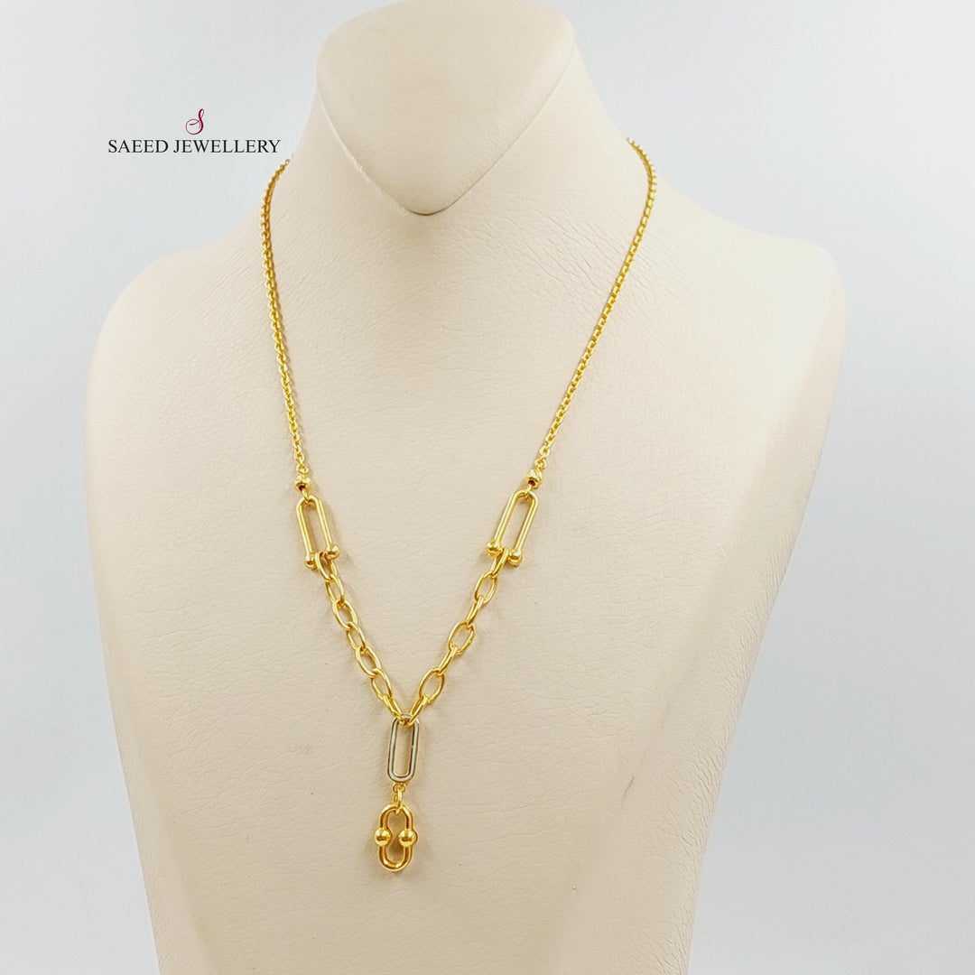 21K Gold Enameled Paperclip Necklace by Saeed Jewelry - Image 3