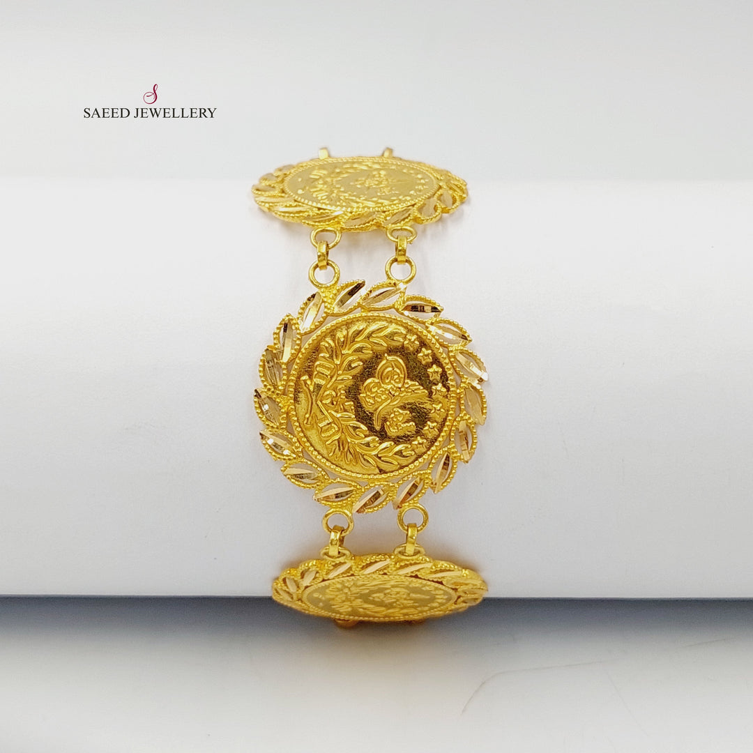 21K Gold Rashadi Leaf Bracelet by Saeed Jewelry - Image 4