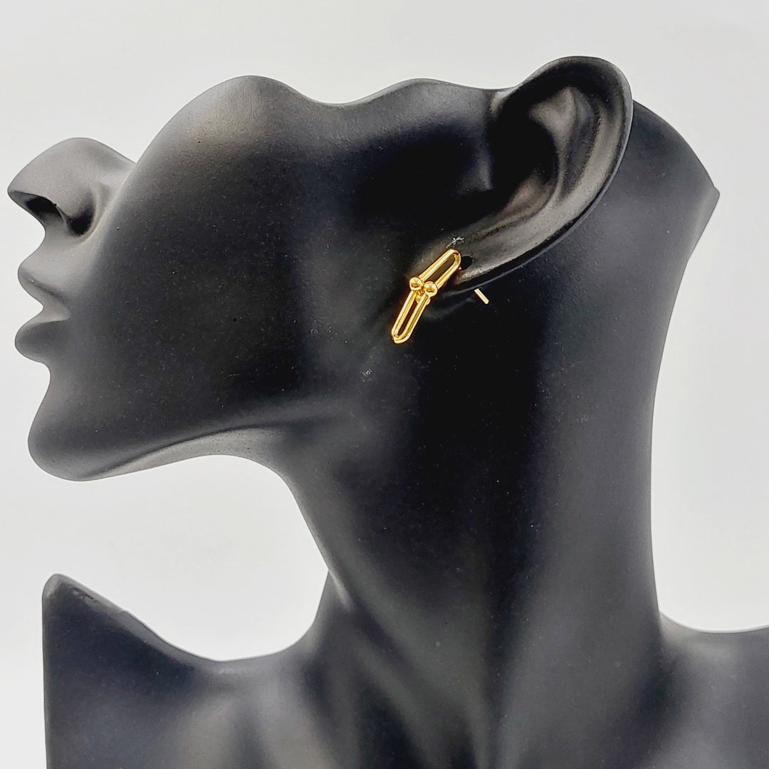 21K Gold Paperclip Screw Earrings by Saeed Jewelry - Image 4