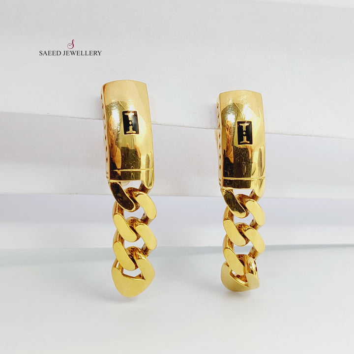 21K Gold Deluxe Cuban Links Earrings by Saeed Jewelry - Image 4