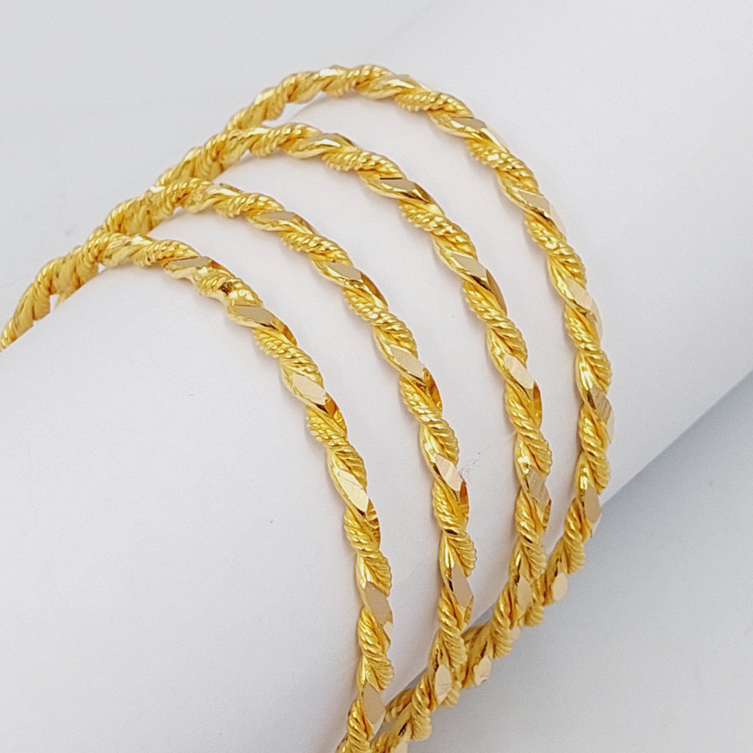 21K Gold Solid Twisted Bangle by Saeed Jewelry - Image 18