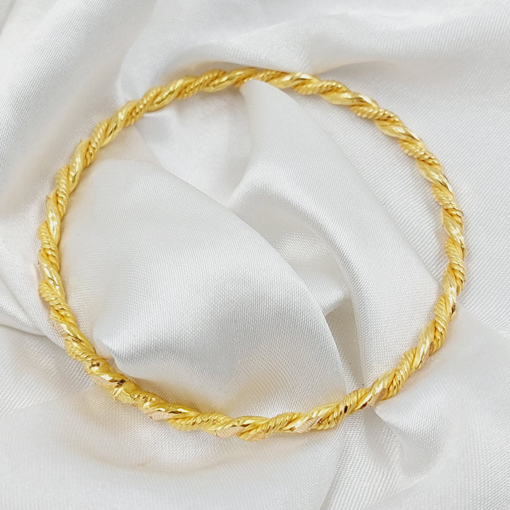 21K Gold Solid Twisted Bangle by Saeed Jewelry - Image 11