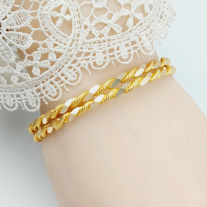 21K Gold Solid Twisted Bangle by Saeed Jewelry - Image 13