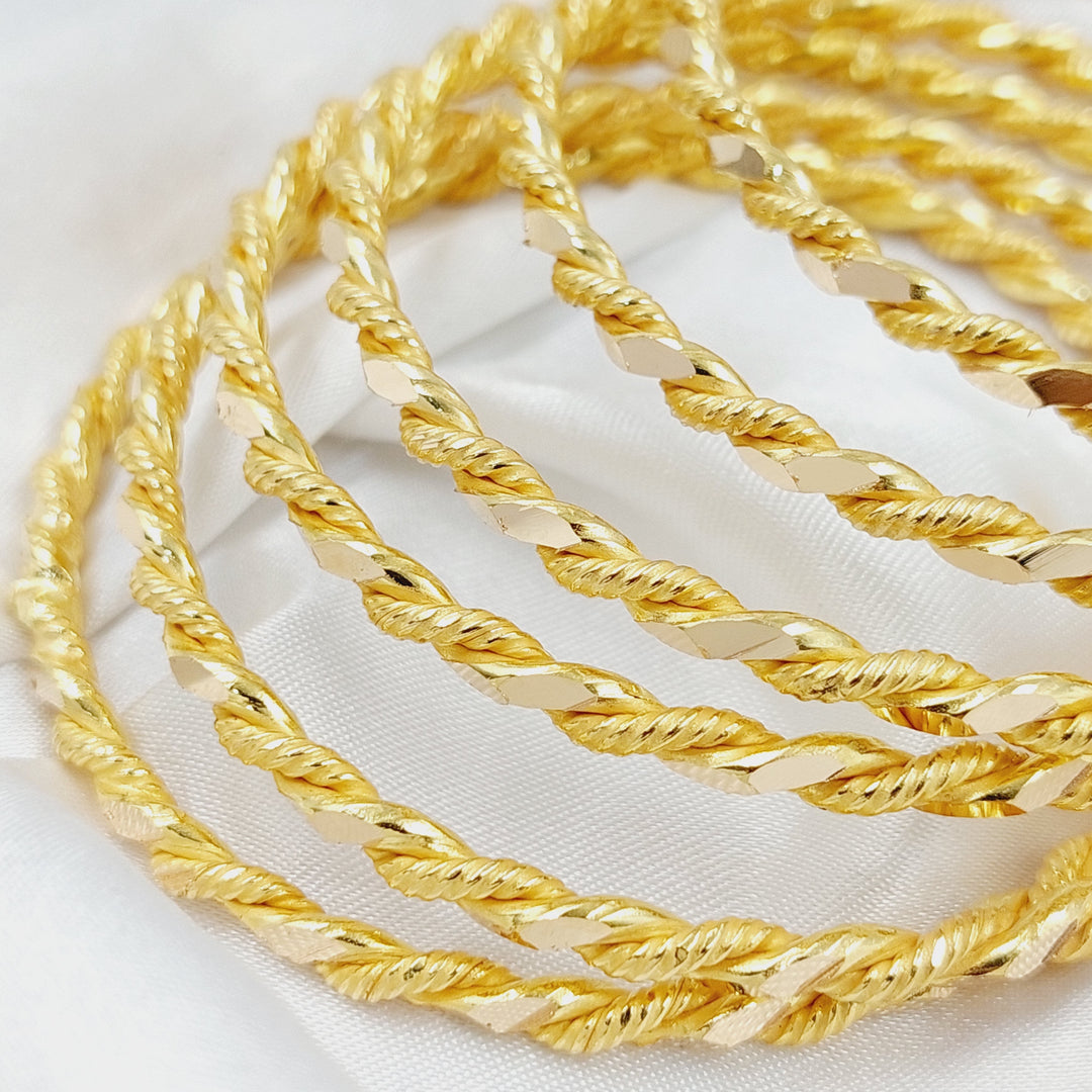 21K Gold Solid Twisted Bangle by Saeed Jewelry - Image 8