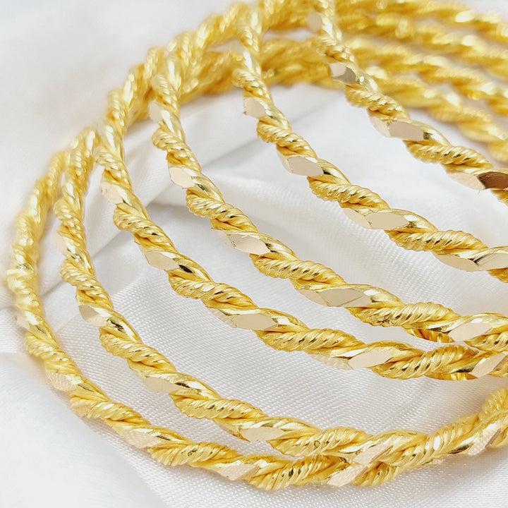 21K Gold Solid Twisted Bangle by Saeed Jewelry - Image 8