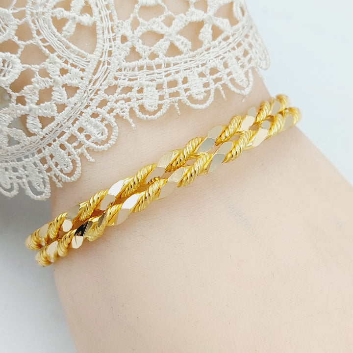 21K Gold Solid Twisted Bangle by Saeed Jewelry - Image 10