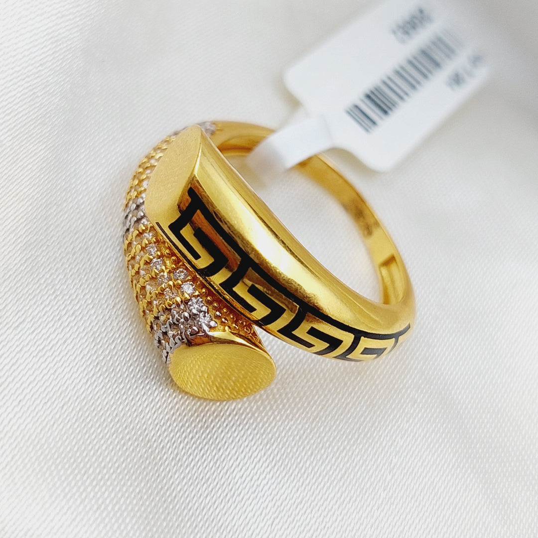 21K Gold Enamel Zirconia Ring by Saeed Jewelry - Image 7