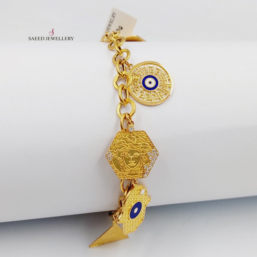 21K Gold Enameled & Zircon Studded Dandash Bracelet by Saeed Jewelry - Image 7