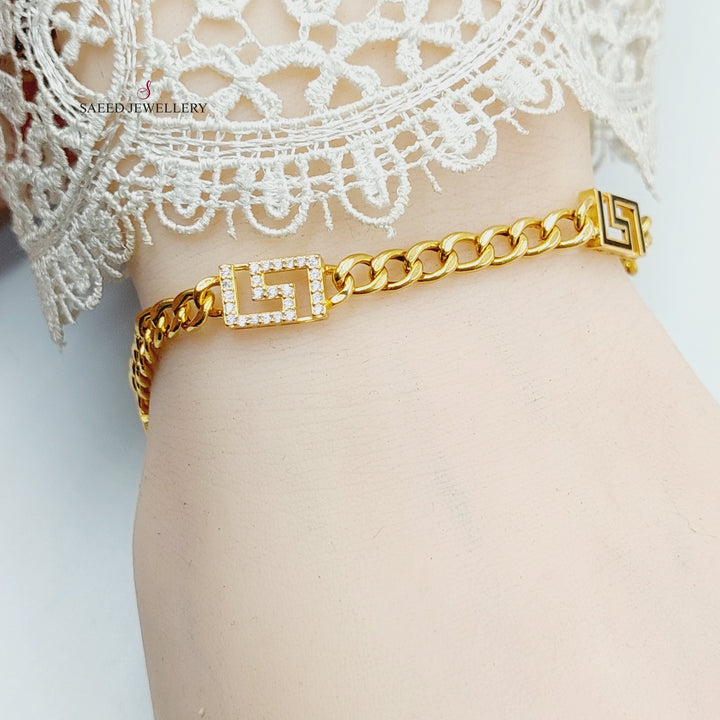 21K Gold Enameled & Zircon Studded Spike Bracelet by Saeed Jewelry - Image 7