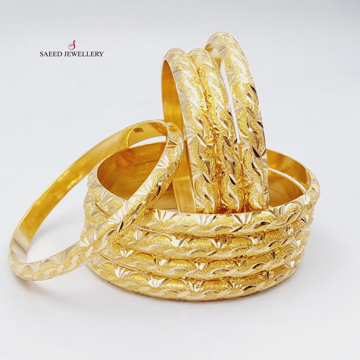 21K Gold Engraved Bangle by Saeed Jewelry - Image 11