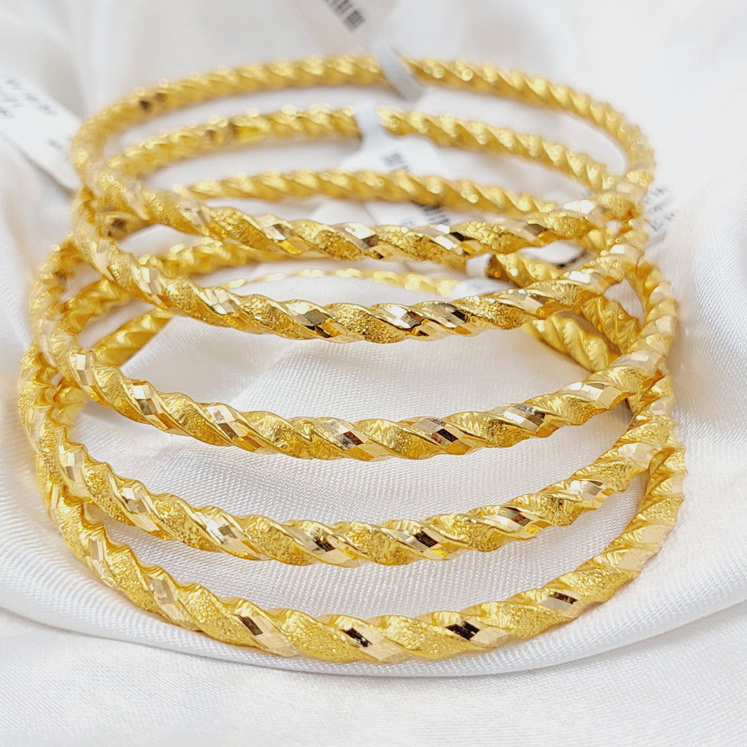 21K Gold Twisted Hollow Bangle by Saeed Jewelry - Image 32