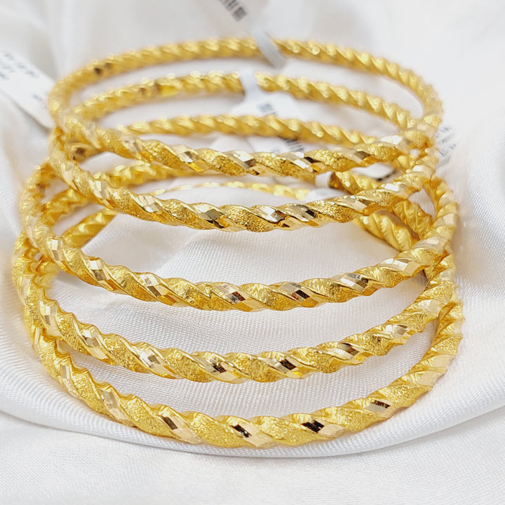 21K Gold Twisted Hollow Bangle by Saeed Jewelry - Image 32