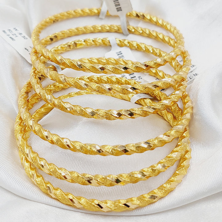 21K Gold Twisted Hollow Bangle by Saeed Jewelry - Image 23