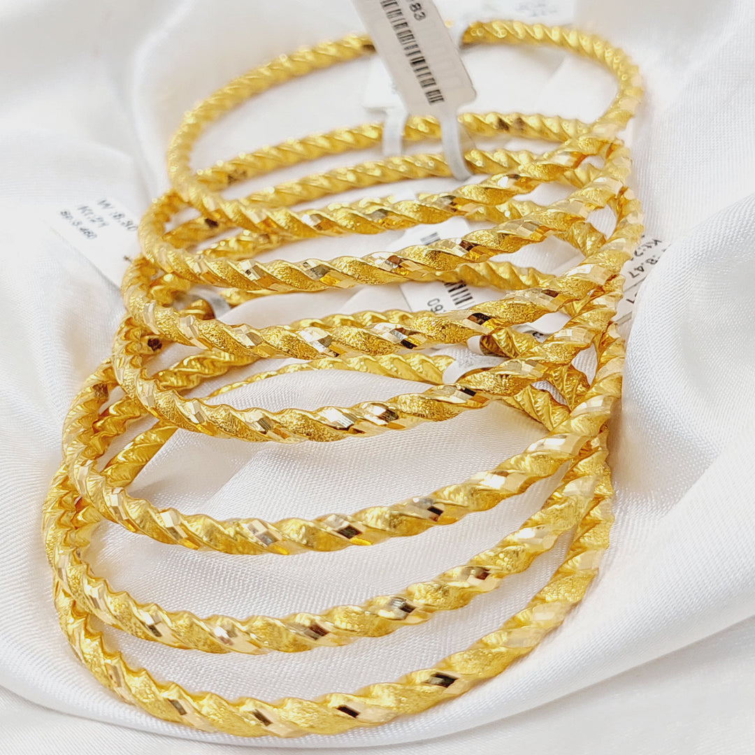 21K Gold Twisted Hollow Bangle by Saeed Jewelry - Image 40