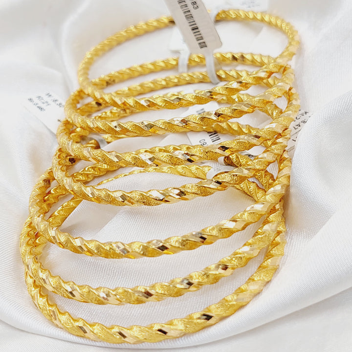 21K Gold Twisted Hollow Bangle by Saeed Jewelry - Image 24