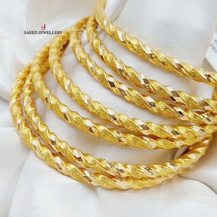21K Gold Twisted Hollow Bangle by Saeed Jewelry - Image 7