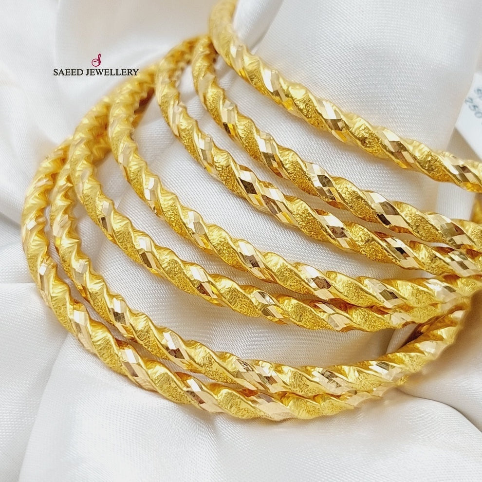 21K Gold Twisted Hollow Bangle by Saeed Jewelry - Image 18
