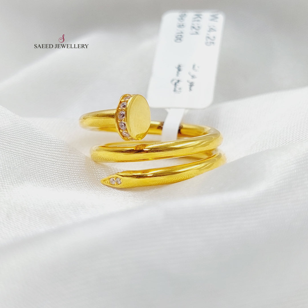 21K Gold Two Ranges Nail Ring by Saeed Jewelry - Image 10