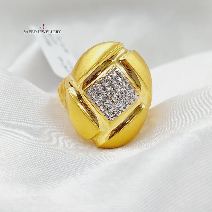 21K Gold Zircon Studded Turkish Ring by Saeed Jewelry - Image 12