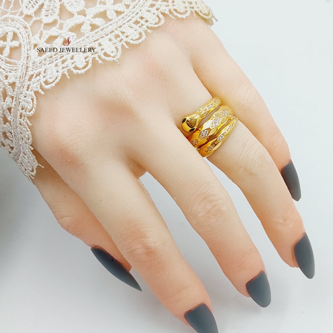 21K Gold Zircon Studded Snake Ring by Saeed Jewelry - Image 11