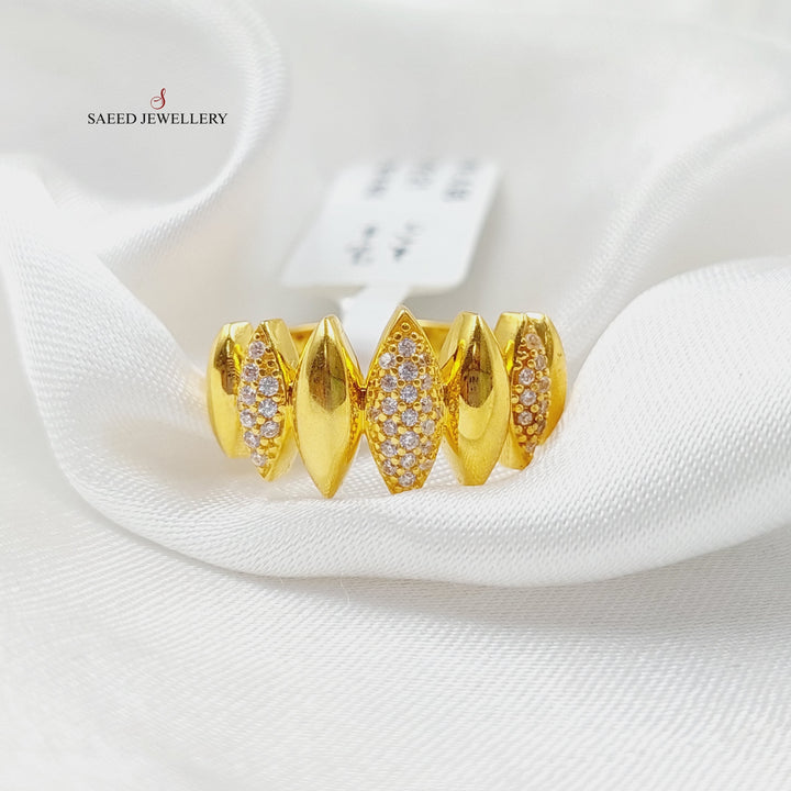 21K Gold Zircon Studded Rhombus Ring by Saeed Jewelry - Image 7