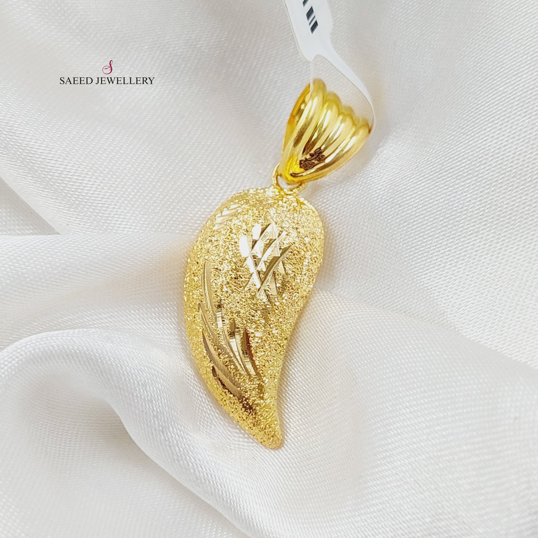 21K Gold Almond Pendant by Saeed Jewelry - Image 7