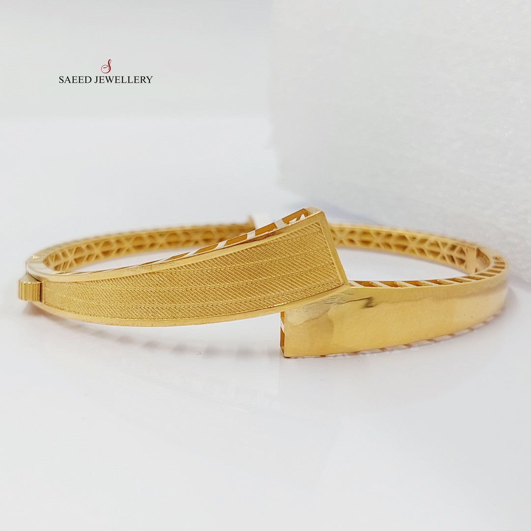 21K Gold Antiqued Belt Bangle Bracelet by Saeed Jewelry - Image 10