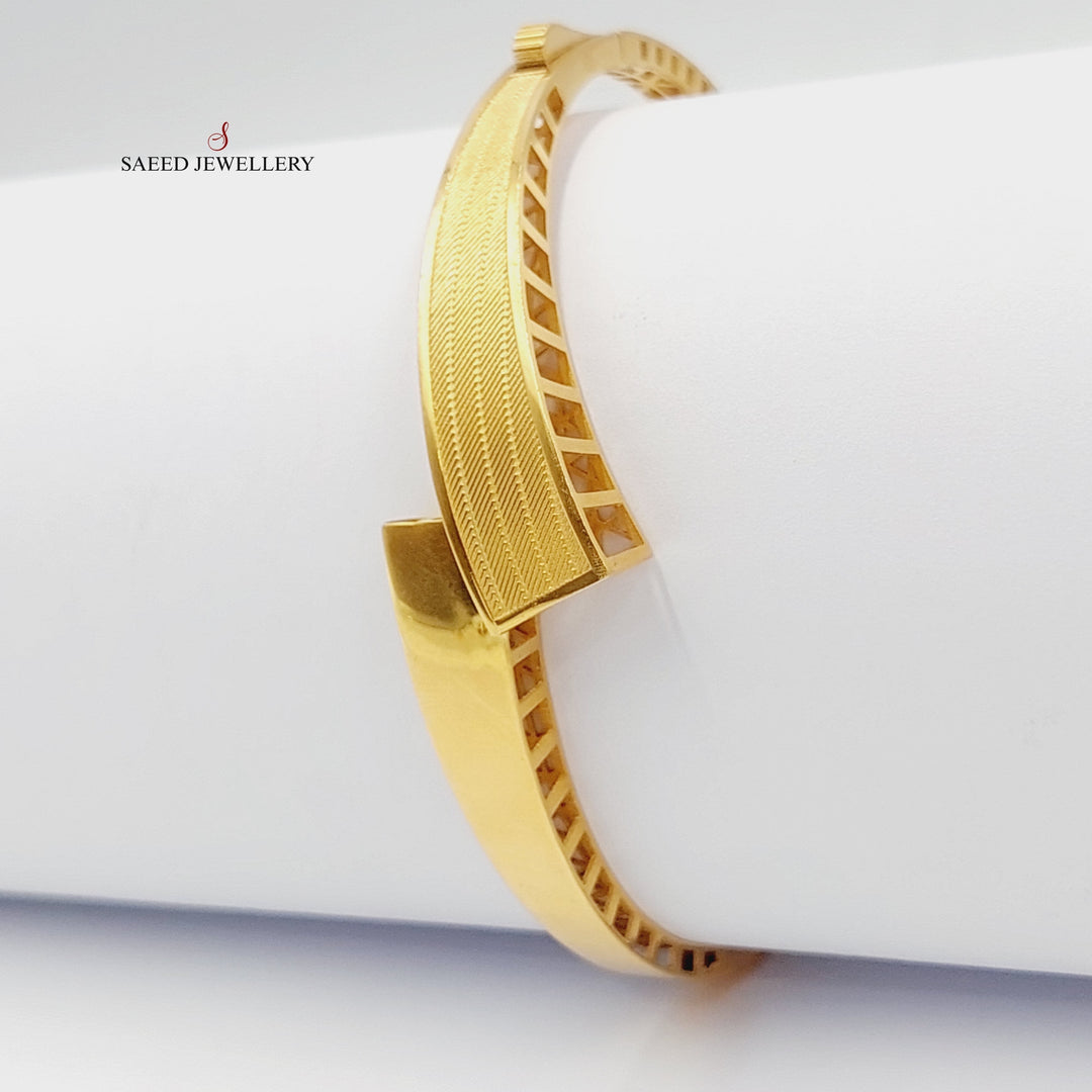 21K Gold Antiqued Belt Bangle Bracelet by Saeed Jewelry - Image 13