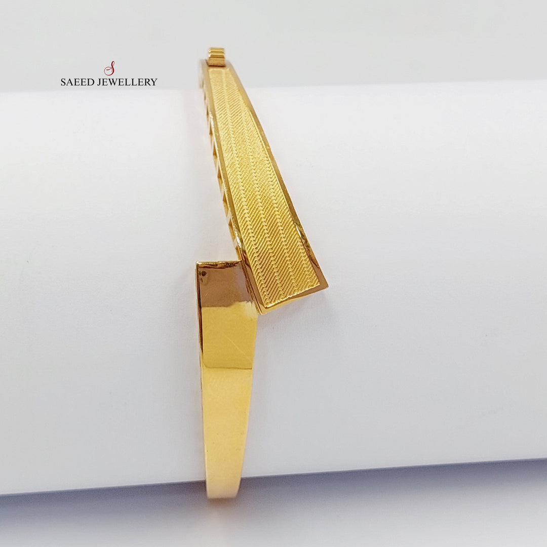 21K Gold Antiqued Belt Bangle Bracelet by Saeed Jewelry - Image 16