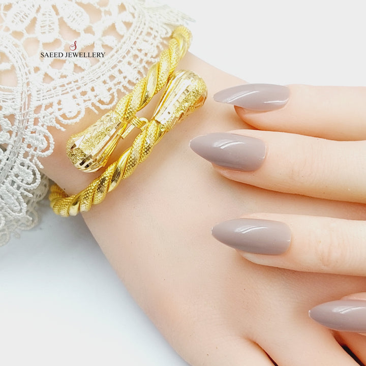 21K Gold Twisted Bangle Bracelet by Saeed Jewelry - Image 17