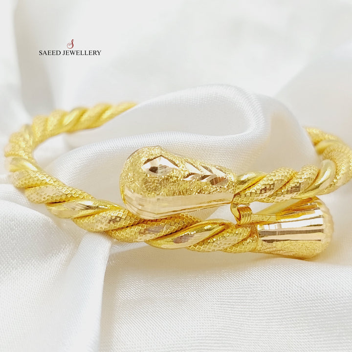 21K Gold Twisted Bangle Bracelet by Saeed Jewelry - Image 9