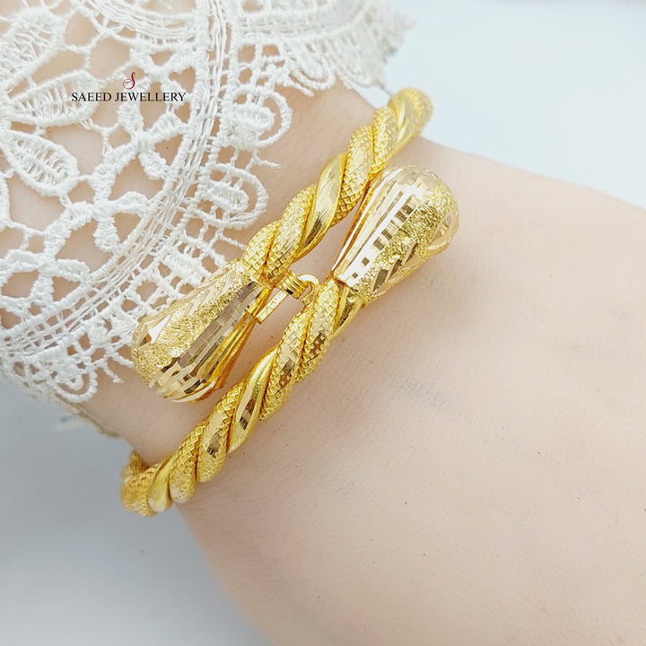 21K Gold Twisted Bangle Bracelet by Saeed Jewelry - Image 13