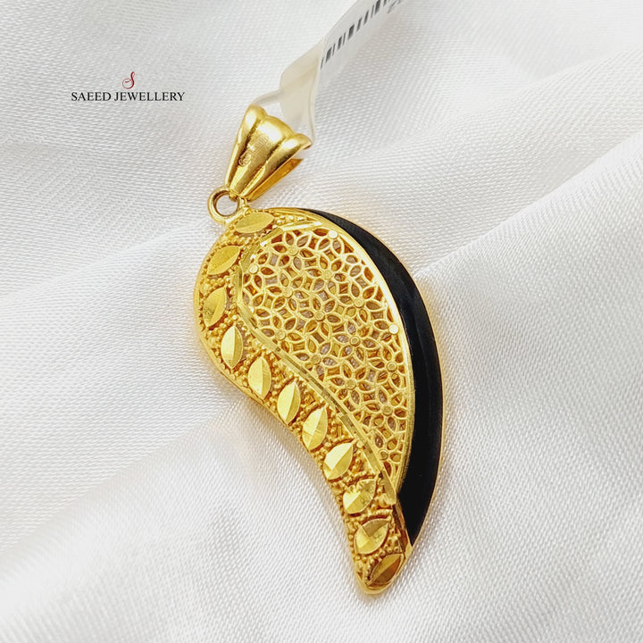 21K Gold Enameled Almond Pendant by Saeed Jewelry - Image 7