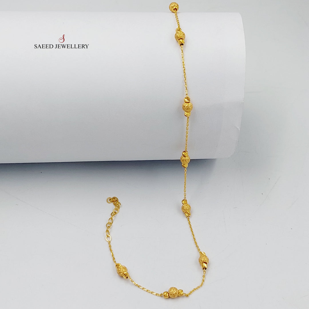 21K Gold Deluxe Balls Anklet by Saeed Jewelry - Image 7