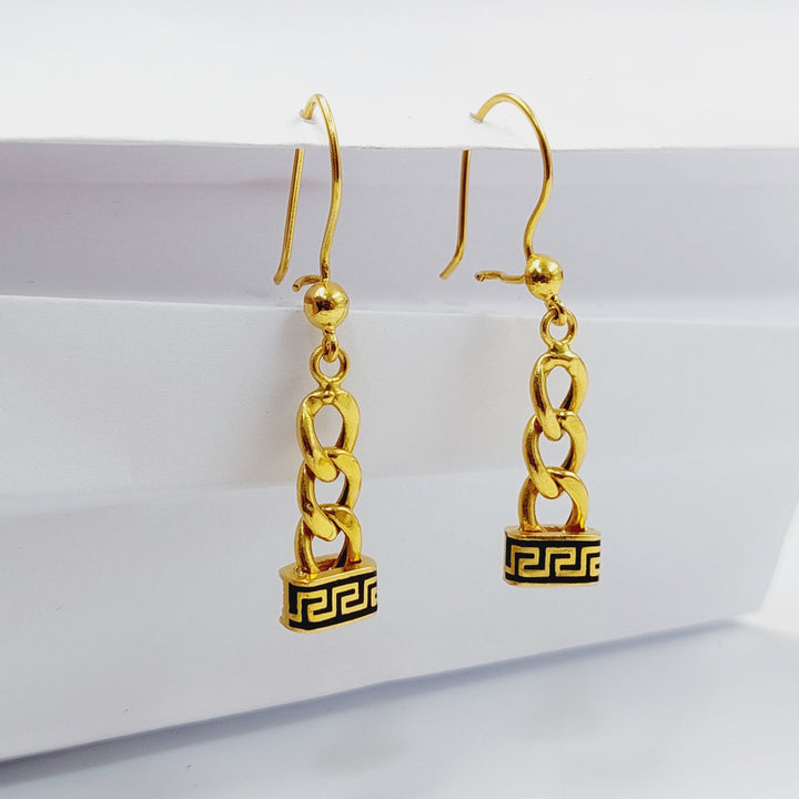 21K Gold Enameled & Zircon Studded Cuban Links Earrings by Saeed Jewelry - Image 15