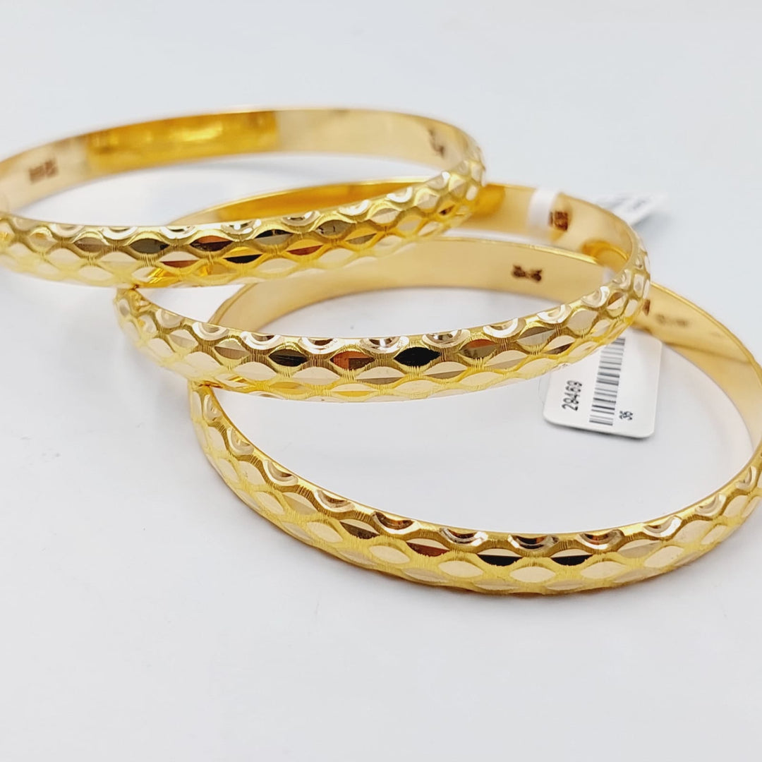 21K Gold Wide CNC Bangle by Saeed Jewelry - Image 8