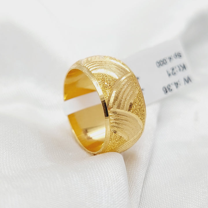 21K Gold Engraved Wedding Ring by Saeed Jewelry - Image 7