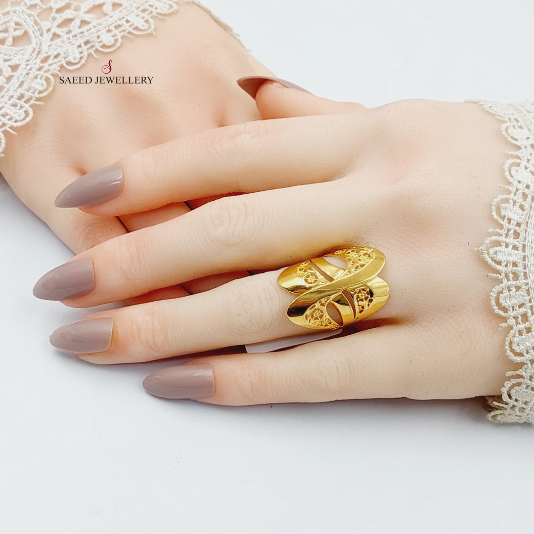 21K Gold Engraved Wings Ring by Saeed Jewelry - Image 7