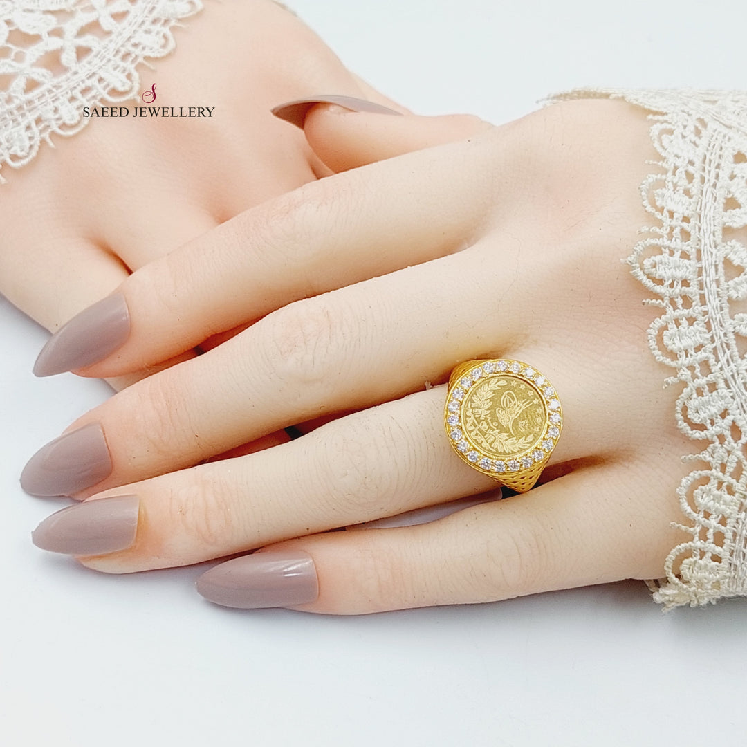 21K Gold Zircon Studded Lirat Rashadi Ring by Saeed Jewelry - Image 7