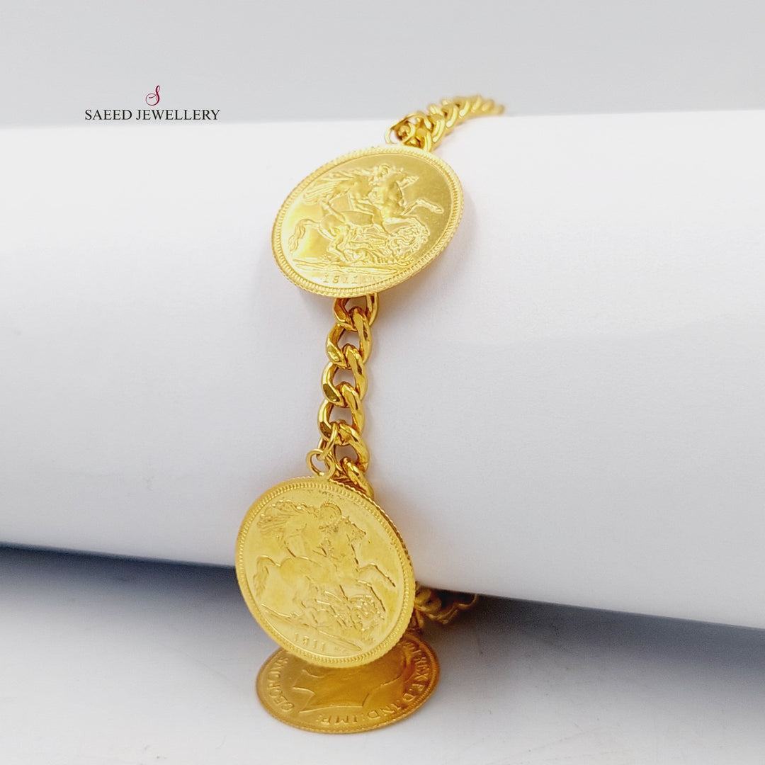 21K Gold English Lira Cuban Links Bracelet by Saeed Jewelry - Image 7