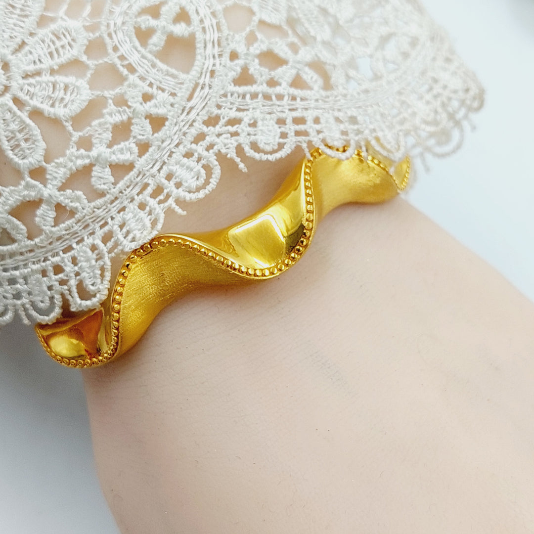 21K Gold Deluxe Waves Bangle Bracelet by Saeed Jewelry - Image 8