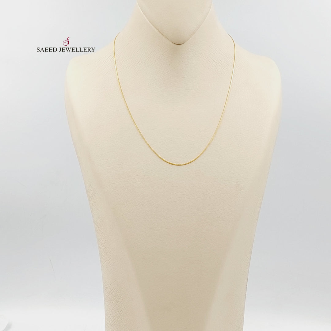 21K Gold 1mm Box Chain 40cm by Saeed Jewelry - Image 7