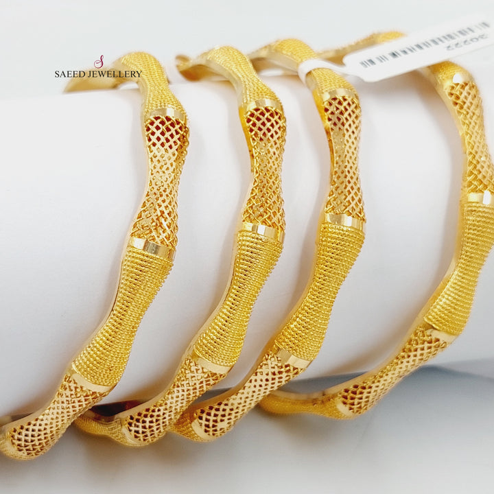 21K Gold Fancy Kuwaiti Bangle by Saeed Jewelry - Image 9