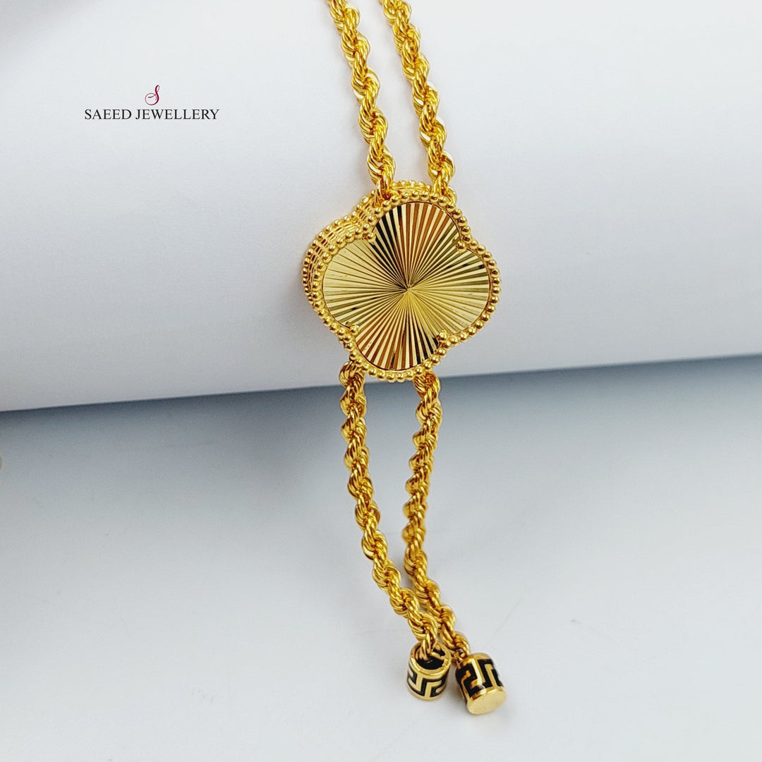21K Gold Clover Rope Necklace by Saeed Jewelry - Image 7