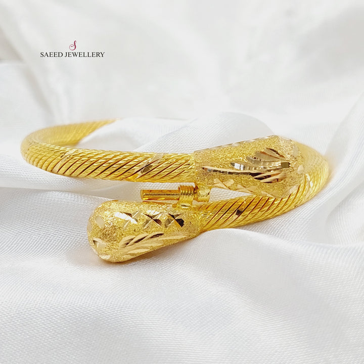 21K Gold Twisted Bangle Bracelet by Saeed Jewelry - Image 7