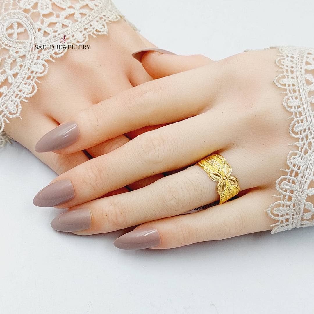 21K Gold CNC Rose Wedding Ring by Saeed Jewelry - Image 7