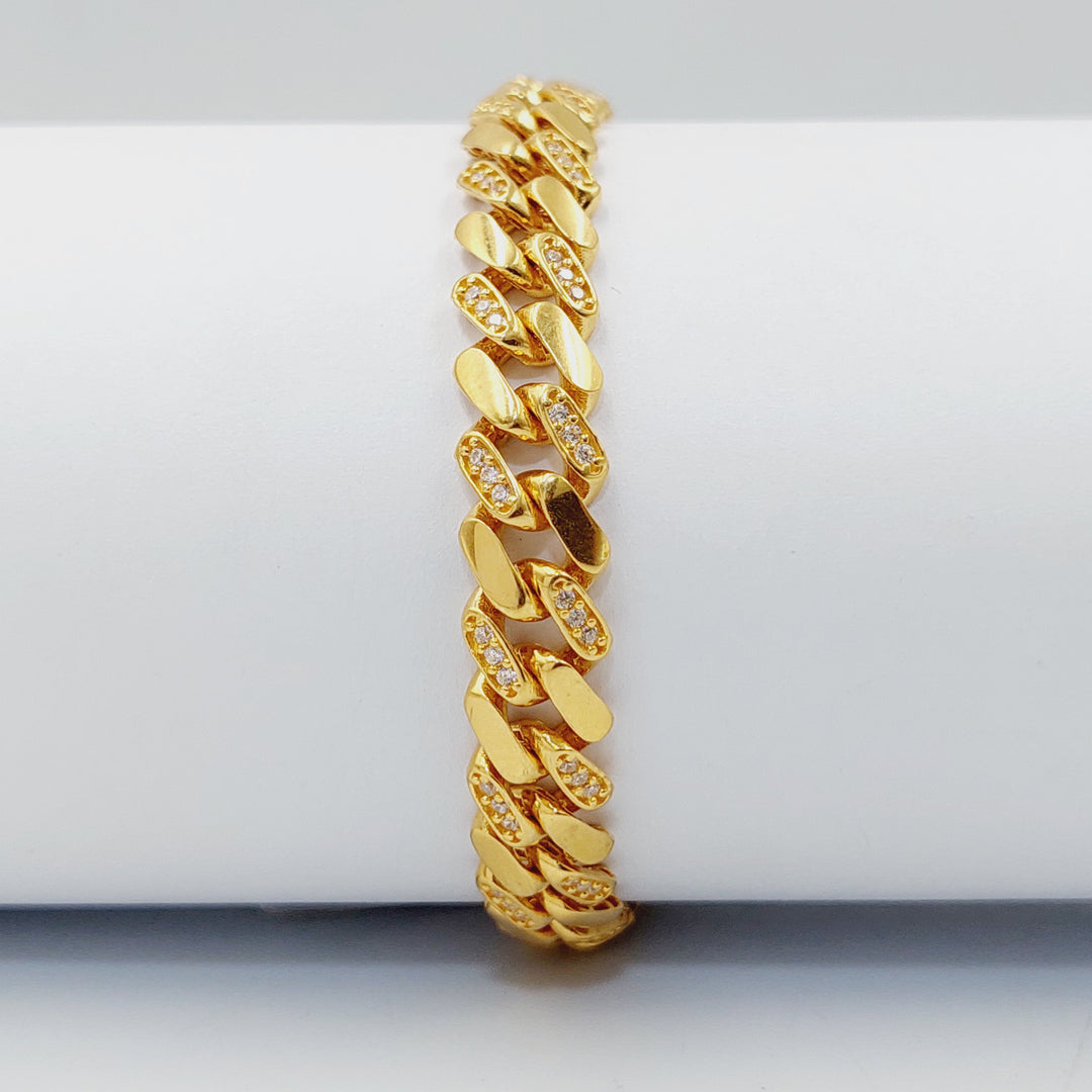 21K Gold Zircon Studded Cuban Links Bracelet by Saeed Jewelry - Image 7